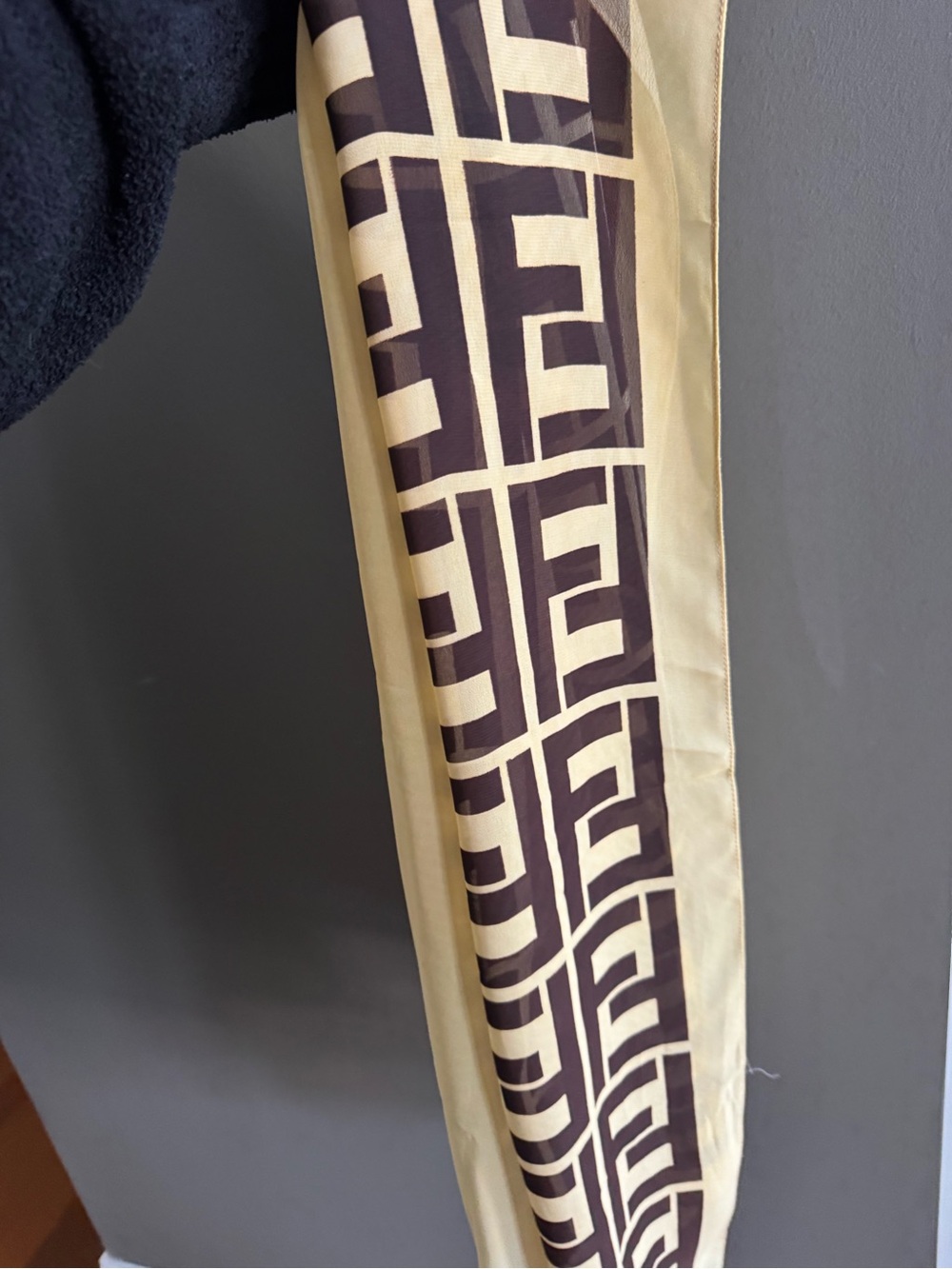 FF Designer inspired -Style Beige and Dark Brown Monogram Scarf
